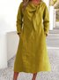Damen Unifarben Frühling/Herbst Kleid V-Ausschnitt Langarm A-Linien-Kleid