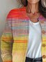 Damen Gestrickt Farbverlauf Langarm Bequem Retro Strickjacke