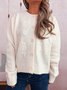 Damen Baumwolle Unifarben Langarm Bequem Lässig Strickjacke