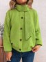 Damen Baumwolle Gestreift Langarm Bequem Lässig Strickjacke
