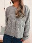 Damen Baumwolle Unifarben Langarm Bequem Lässig Strickjacke