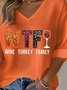 Lässig Weihnachten Wein Glas V-Ausschnitt Dreiviertelärmel T-Shirt