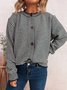 Damen Baumwolle Gestreift Langarm Bequem Lässig Strickjacke