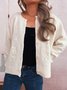 Damen Baumwolle Unifarben Langarm Bequem Lässig Strickjacke