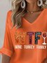 Lässig Weihnachten Wein Glas V-Ausschnitt Dreiviertelärmel T-Shirt