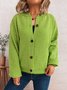 Damen Baumwolle Gestreift Langarm Bequem Lässig Strickjacke