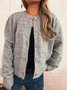 Damen Baumwolle Unifarben Langarm Bequem Lässig Strickjacke