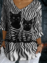 Retro Katze Rundhals Dreiviertelärmel T-Shirt