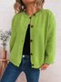 Damen Baumwolle Gestreift Langarm Bequem Lässig Strickjacke