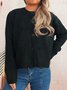 Damen Baumwolle Unifarben Langarm Bequem Lässig Strickjacke