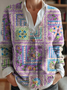 Damen Verlaufsmuster Langarm Bequem Retro Strickjacke