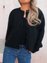 Damen Baumwolle Unifarben Langarm Bequem Lässig Strickjacke