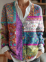 Damen Verlaufsmuster Langarm Bequem Retro Strickjacke
