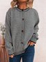 Damen Baumwolle Gestreift Langarm Bequem Lässig Strickjacke
