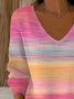 Damen Baumwolle Farbverlauf Langarm Bequem Lässig Pullover
