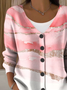 Damen Abstrakt Langarm Bequem Lässig Print Strickjacke