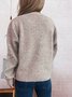 Damen Baumwolle Unifarben Langarm Bequem Lässig Strickjacke