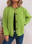 Damen Baumwolle Gestreift Langarm Bequem Lässig Strickjacke
