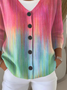 Damen Abstrakt Langarm Bequem Lässig Print Strickjacke