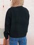 Damen Baumwolle Unifarben Langarm Bequem Lässig Strickjacke