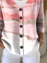 Damen Abstrakt Langarm Bequem Lässig Print Strickjacke