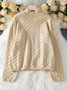 Damen Baumwolle Unifarben Langarm Bequem Lässig Pullover