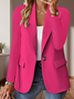 Damen Unifarben Frühling/Herbst Oberbekleidung Retro Nahtverarbeitung Langarm Regelmäßig Blazer