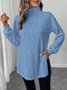 Lässig Unifarben Rundhals Langarm T-Shirt