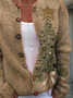 Damen Wolle/Stricken Geblümt Langarm Bequem Lässig Strickjacke