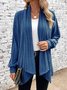 Damen Baumwolle Unifarben Langarm Bequem Lässig Strickjacke