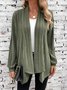 Damen Baumwolle Unifarben Langarm Bequem Lässig Strickjacke