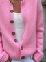 Damen Unifarben Langarm Bequem Lässig Print Strickjacke
