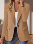 Damen Unifarben Frühling/Herbst Oberbekleidung Retro Nahtverarbeitung Langarm Regelmäßig Blazer