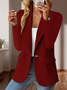 Damen Unifarben Frühling/Herbst Oberbekleidung Retro Nahtverarbeitung Langarm Regelmäßig Blazer