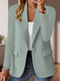 Damen Unifarben Frühling/Herbst Oberbekleidung Retro Nahtverarbeitung Langarm Regelmäßig Blazer