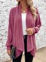 Damen Baumwolle Unifarben Langarm Bequem Lässig Strickjacke