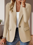 Damen Unifarben Frühling/Herbst Oberbekleidung Retro Nahtverarbeitung Langarm Regelmäßig Blazer