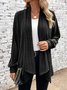Damen Baumwolle Unifarben Langarm Bequem Lässig Strickjacke