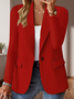 Damen Unifarben Frühling/Herbst Oberbekleidung Retro Nahtverarbeitung Langarm Regelmäßig Blazer