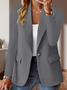 Damen Unifarben Frühling/Herbst Oberbekleidung Retro Nahtverarbeitung Langarm Regelmäßig Blazer