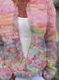 Damen Abstrakt Langarm Bequem Lässig Print Strickjacke