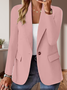 Damen Unifarben Frühling/Herbst Oberbekleidung Retro Nahtverarbeitung Langarm Regelmäßig Blazer
