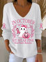 Damen Baumwolle Textbriefe Langarm Bequem Lässig Pullover