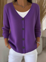 Damen Unifarben Langarm Bequem Lässig Strickjacke