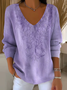 Damen Baumwolle Geometrisch Langarm Bequem Lässig Pullover