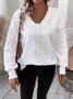 Retro V-Ausschnitt Geometrisch Sweatshirt Jacquard