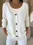 Damen Unifarben Langarm Bequem Lässig Strickjacke