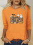 Retro Tier Rundhals Langarm T-Shirt