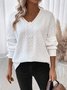 Retro V-Ausschnitt Geometrisch Sweatshirt Jacquard