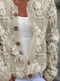 Damen Geblümt Langarm Bequem Lässig Print Strickjacke